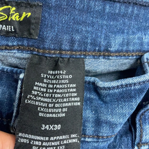 NEW US Urban Star Men's 34x30 Stretch Slim Fit Blue Denim Jeans Pants NEW - Picture 7 of 8